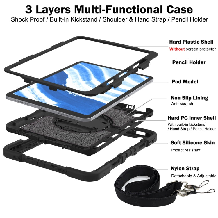 For iPad Air 11 2025 / 2024 360 Degree Rotation PC Contrast Silicone Tablet Case(Black)