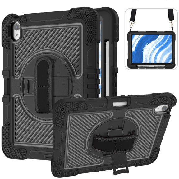 For iPad Air 11 2025 / 2024 360 Degree Rotation PC Contrast Silicone Tablet Case(Black)