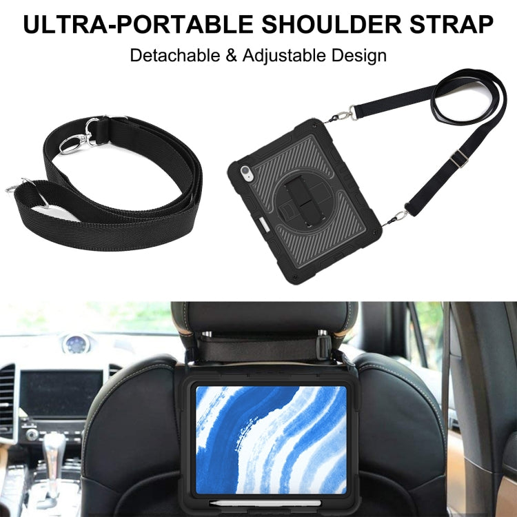 For iPad Air 11 2025 / 2024 360 Degree Rotation PC Contrast Silicone Tablet Case(Black)