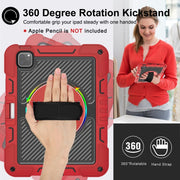 For iPad Pro 11 2024 360 Degree Rotation PC Contrast Silicone Tablet Case(Red + Black)