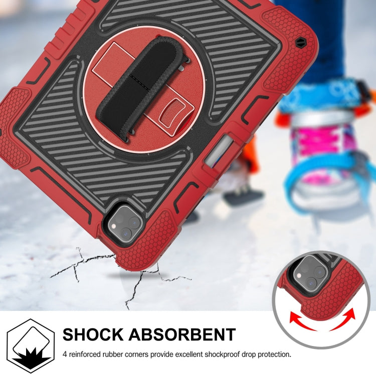 For iPad Pro 11 2024 360 Degree Rotation PC Contrast Silicone Tablet Case(Red + Black)