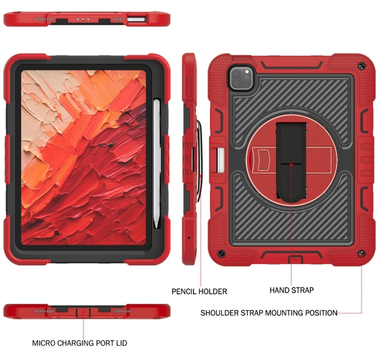For iPad Pro 11 2024 360 Degree Rotation PC Contrast Silicone Tablet Case(Red + Black)