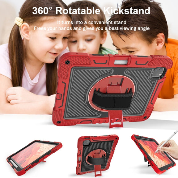 For iPad Pro 11 2024 360 Degree Rotation PC Contrast Silicone Tablet Case(Red + Black)