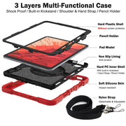 For iPad Pro 11 2024 360 Degree Rotation PC Contrast Silicone Tablet Case(Red + Black)