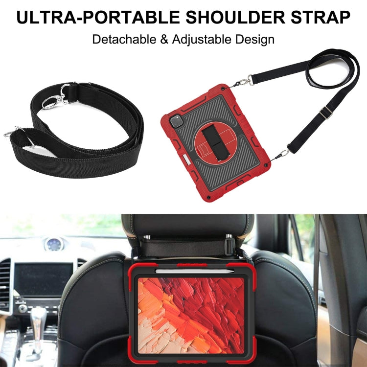 For iPad Pro 11 2024 360 Degree Rotation PC Contrast Silicone Tablet Case(Red + Black)
