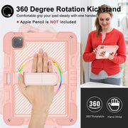 For iPad Pro 11 2024 360 Degree Rotation PC Contrast Silicone Tablet Case(Rose Gold)