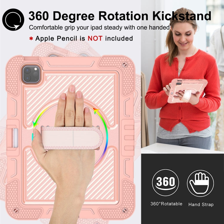 For iPad Pro 11 2024 360 Degree Rotation PC Contrast Silicone Tablet Case(Rose Gold)