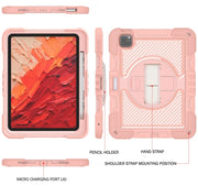 For iPad Pro 11 2024 360 Degree Rotation PC Contrast Silicone Tablet Case(Rose Gold)
