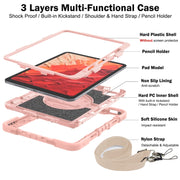 For iPad Pro 11 2024 360 Degree Rotation PC Contrast Silicone Tablet Case(Rose Gold)