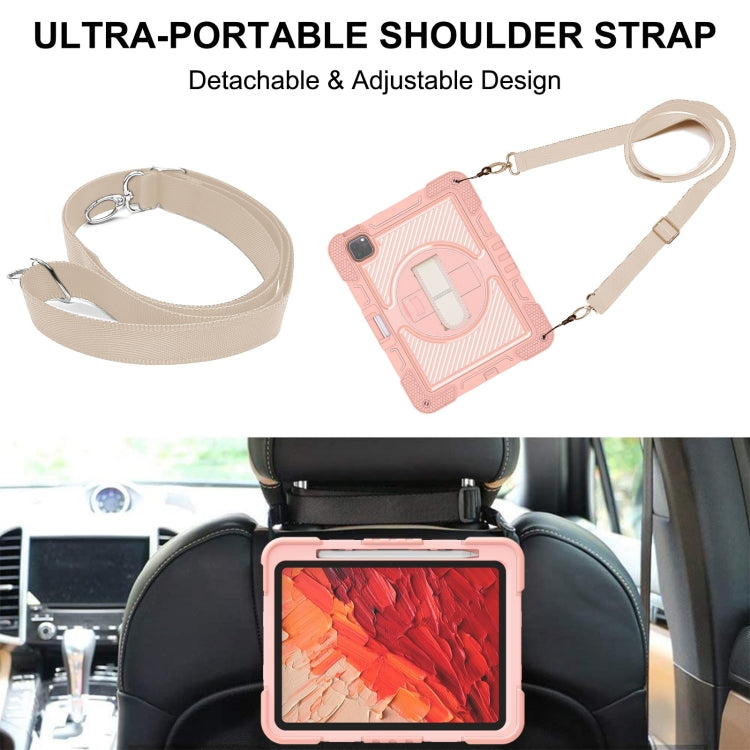 For iPad Pro 11 2024 360 Degree Rotation PC Contrast Silicone Tablet Case(Rose Gold)