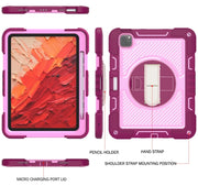 For iPad Pro 11 2024 360 Degree Rotation PC Contrast Silicone Tablet Case(Rose Red + Pink)