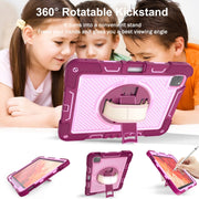 For iPad Pro 11 2024 360 Degree Rotation PC Contrast Silicone Tablet Case(Rose Red + Pink)