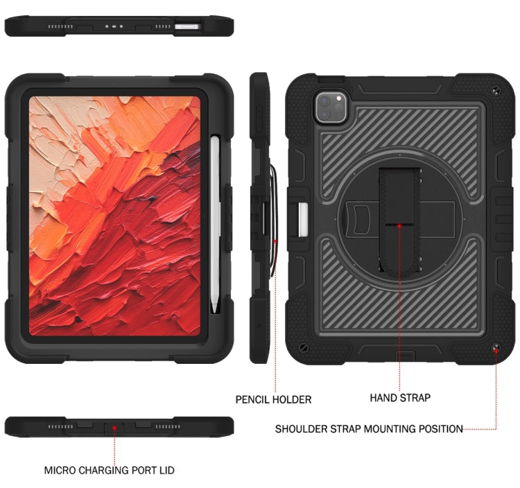 For iPad Pro 11 2024 360 Degree Rotation PC Contrast Silicone Tablet Case(Black)