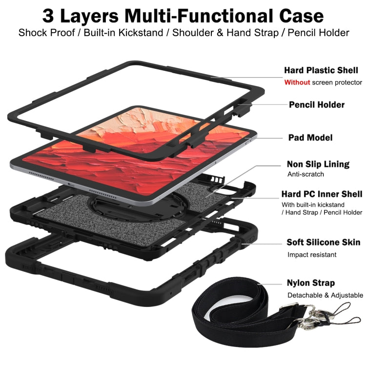 For iPad Pro 11 2024 360 Degree Rotation PC Contrast Silicone Tablet Case(Black)