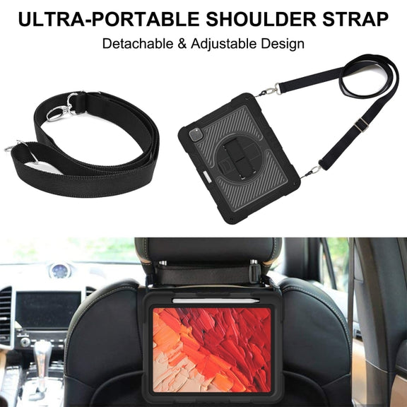 For iPad Pro 11 2024 360 Degree Rotation PC Contrast Silicone Tablet Case(Black)