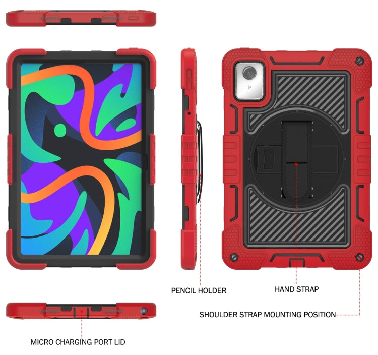 For Lenovo Tab M11 / Xiaoxin Pad 11 2024 360 Degree Rotation PC Contrast Silicone Tablet Case(Red + Black)