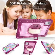 For Lenovo Tab M11 / Xiaoxin Pad 11 2024 360 Degree Rotation PC Contrast Silicone Tablet Case(Rose Red + Pink)