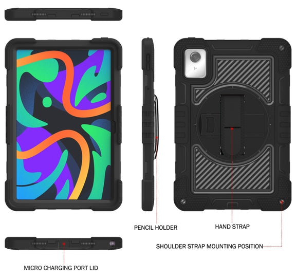For Lenovo Tab M11 / Xiaoxin Pad 11 2024 360 Degree Rotation PC Contrast Silicone Tablet Case(Black)