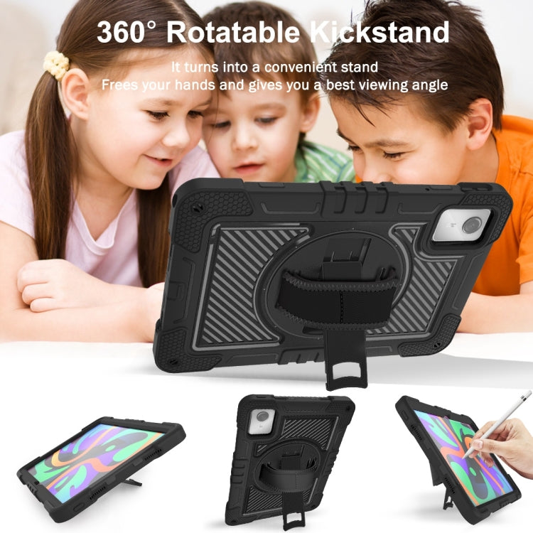 For Lenovo Tab M11 / Xiaoxin Pad 11 2024 360 Degree Rotation PC Contrast Silicone Tablet Case(Black)