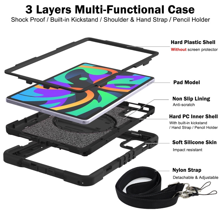 For Lenovo Tab M11 / Xiaoxin Pad 11 2024 360 Degree Rotation PC Contrast Silicone Tablet Case(Black)
