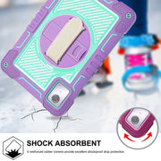 For Lenovo Tab M11 / Xiaoxin Pad 11 2024 360 Degree Rotation PC Contrast Silicone Tablet Case(Purple + Mint Green)
