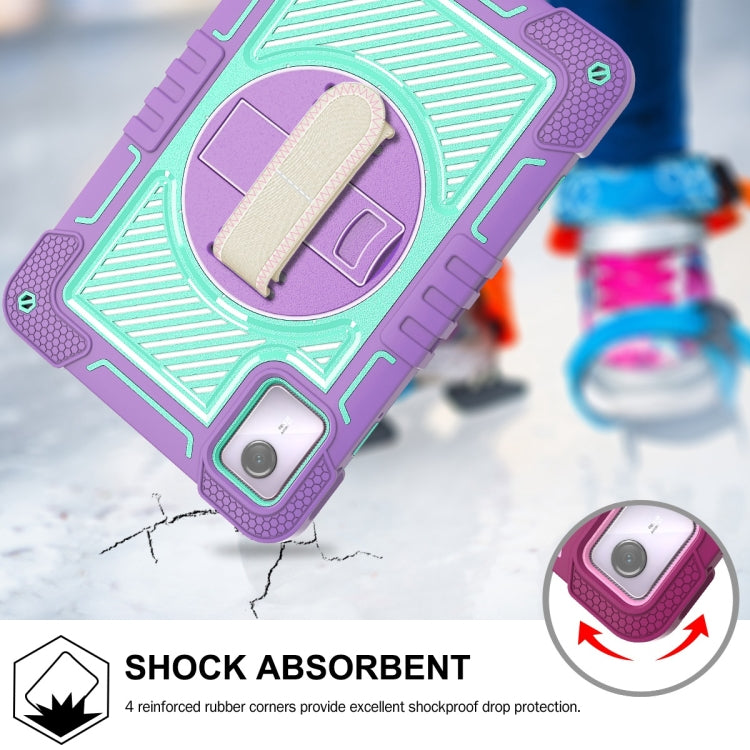 For Lenovo Tab M11 / Xiaoxin Pad 11 2024 360 Degree Rotation PC Contrast Silicone Tablet Case(Purple + Mint Green)