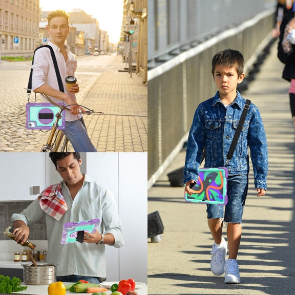 For Lenovo Tab M11 / Xiaoxin Pad 11 2024 360 Degree Rotation PC Contrast Silicone Tablet Case(Purple + Mint Green)