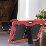 For iPad Air 11 2024 / Air 2022 10.9 Shockproof Silicone Hybrid PC Tablet Case with Holder(Black + Red)