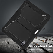 For iPad Air 11 2024 / Air 2022 10.9 Shockproof Silicone Hybrid PC Tablet Case with Holder(Black)