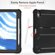 For iPad Air 11 2024 / Air 2022 10.9 Shockproof Silicone Hybrid PC Tablet Case with Holder(Black)
