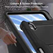 For iPad Air 11 2024 / Air 2022 10.9 Shockproof Silicone Hybrid PC Tablet Case with Holder(Black)
