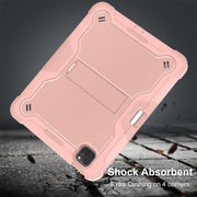 For iPad Pro 11 2024 Shockproof Silicone Hybrid PC Tablet Case with Holder(Rose Gold)