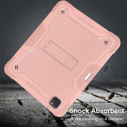For iPad Pro 13 2024 Shockproof Silicone Hybrid PC Tablet Case with Holder(Rose Gold)