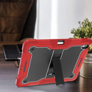 For iPad Air 13 2024 Shockproof Silicone Hybrid PC Tablet Case with Holder(Black + Red)