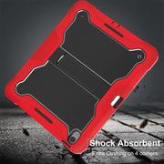 For iPad Air 13 2024 Shockproof Silicone Hybrid PC Tablet Case with Holder(Black + Red)