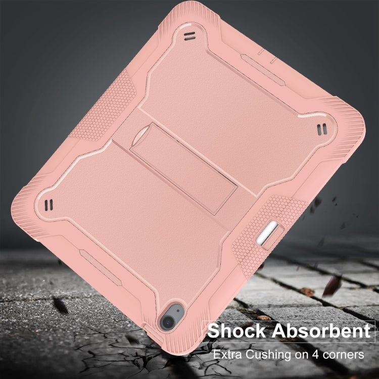 For iPad Air 13 2024 Shockproof Silicone Hybrid PC Tablet Case with Holder(Rose Gold)