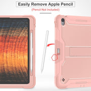 For iPad Air 13 2024 Shockproof Silicone Hybrid PC Tablet Case with Holder(Rose Gold)