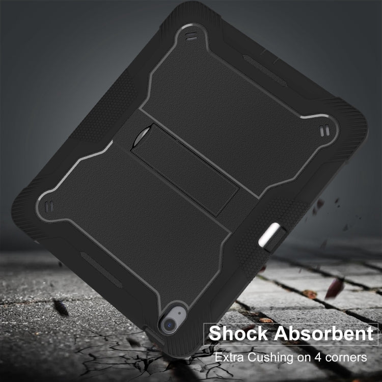For iPad Air 13 2024 Shockproof Silicone Hybrid PC Tablet Case with Holder(Black)