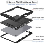 For iPad Air 13 2024 Shockproof Silicone Hybrid PC Tablet Case with Holder(Black)
