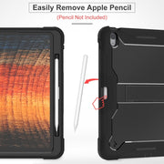 For iPad Air 13 2024 Shockproof Silicone Hybrid PC Tablet Case with Holder(Black)