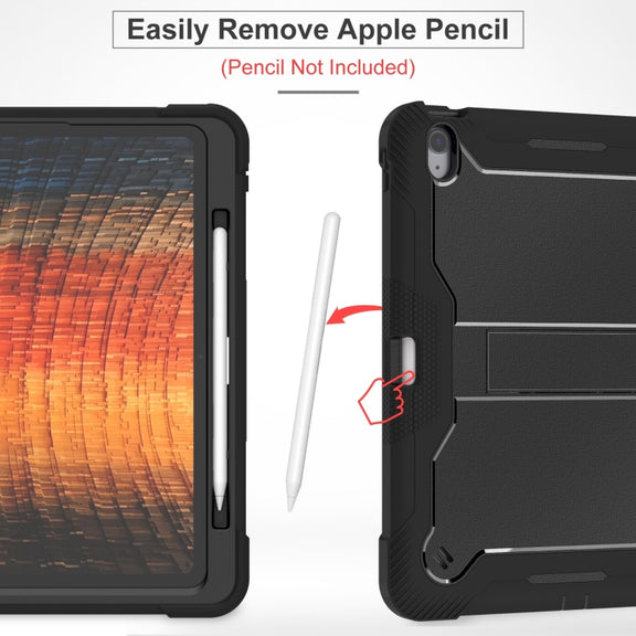For iPad Air 13 2024 Shockproof Silicone Hybrid PC Tablet Case with Holder(Black)