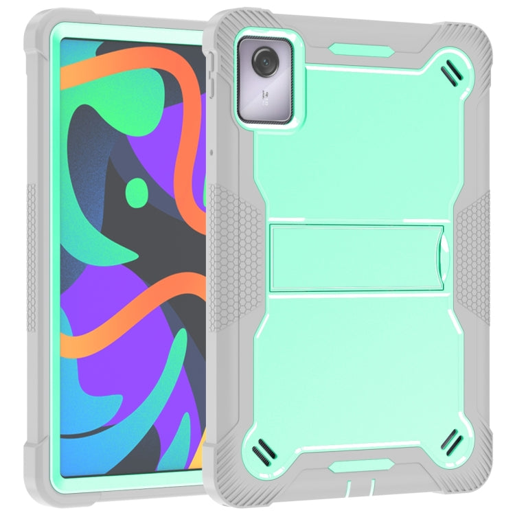 For Lenovo Tab M11 / Xiaoxin Pad 11 2024 Shockproof Silicone Hybrid PC Tablet Case with Holder(Mint Green + Grey)