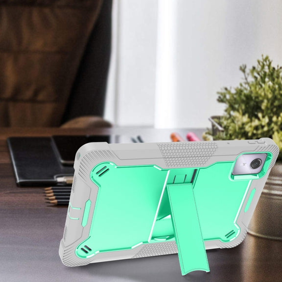 For Lenovo Tab M11 / Xiaoxin Pad 11 2024 Shockproof Silicone Hybrid PC Tablet Case with Holder(Mint Green + Grey)