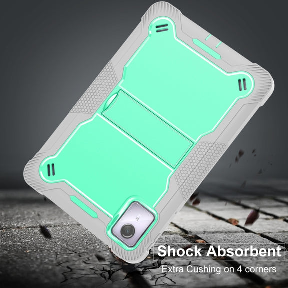For Lenovo Tab M11 / Xiaoxin Pad 11 2024 Shockproof Silicone Hybrid PC Tablet Case with Holder(Mint Green + Grey)