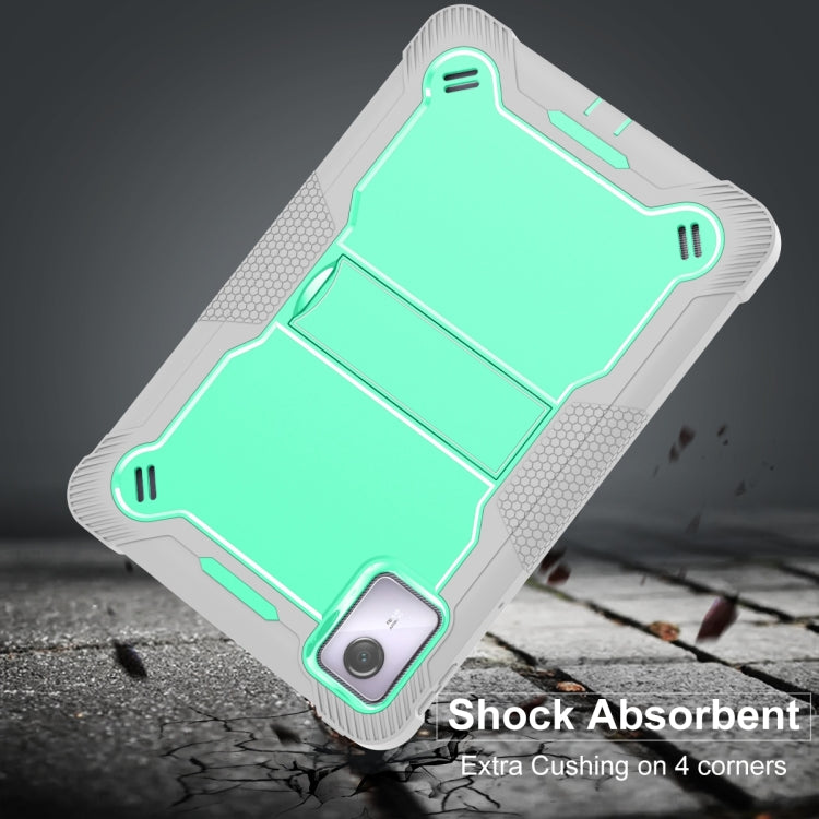 For Lenovo Tab M11 / Xiaoxin Pad 11 2024 Shockproof Silicone Hybrid PC Tablet Case with Holder(Mint Green + Grey)