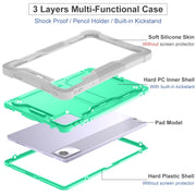 For Lenovo Tab M11 / Xiaoxin Pad 11 2024 Shockproof Silicone Hybrid PC Tablet Case with Holder(Mint Green + Grey)