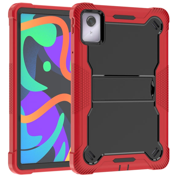 For Lenovo Tab M11 / Xiaoxin Pad 11 2024 Shockproof Silicone Hybrid PC Tablet Case with Holder(Black + Red)