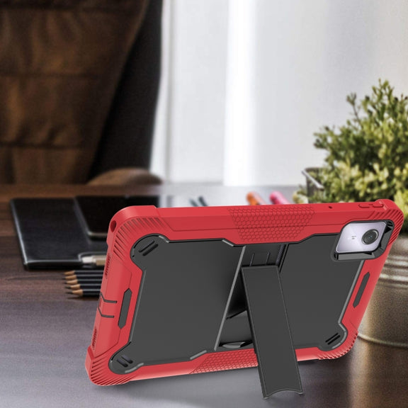 For Lenovo Tab M11 / Xiaoxin Pad 11 2024 Shockproof Silicone Hybrid PC Tablet Case with Holder(Black + Red)