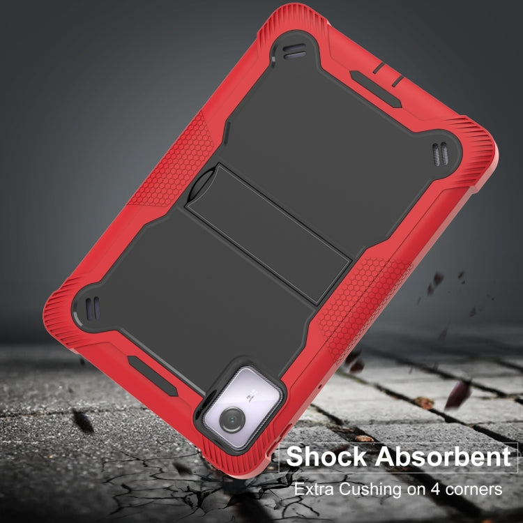 For Lenovo Tab M11 / Xiaoxin Pad 11 2024 Shockproof Silicone Hybrid PC Tablet Case with Holder(Black + Red)
