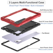 For Lenovo Tab M11 / Xiaoxin Pad 11 2024 Shockproof Silicone Hybrid PC Tablet Case with Holder(Black + Red)